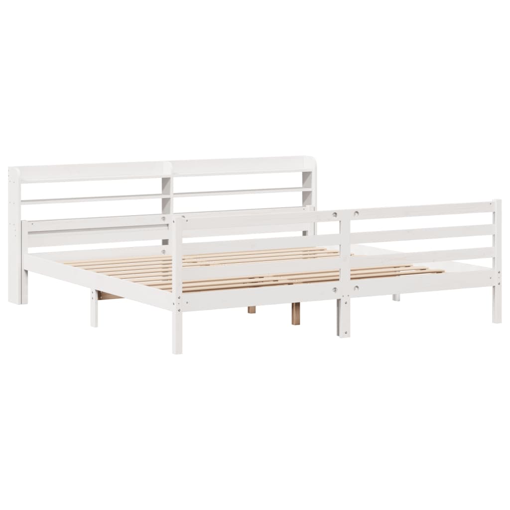 Bed Frame with Headboard without Mattress White 200x200 cm